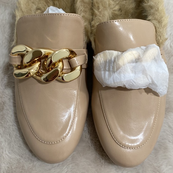 ๐ DREAM PAIRS Chain Loafer Mules with Fur Closed Toe Slip On With ๐ฆ - Picture 4 of 12